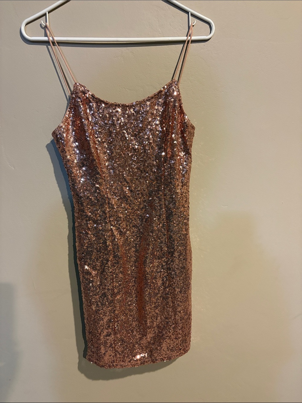 Lulu's Rose Gold Sequin Slip Mini Dress